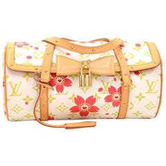 Vintage Louis Vuitton Papillon 27 Cherry Blossom White Monogram Canvas Murakami Hand Bag