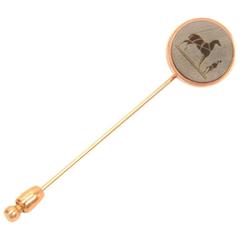 Hermes Corozo Pink Gold Tone Pin Brooch