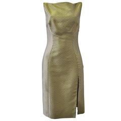 Istante By Gianni Versace Brocard Metalisse Dress 1990's