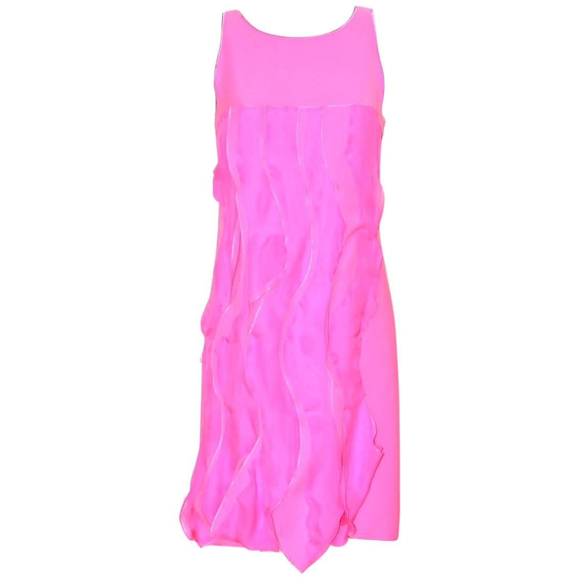 Bottega Veneta Hot Pink Sleeveless Dress - Hot Pink Silk - FR 40 FR 