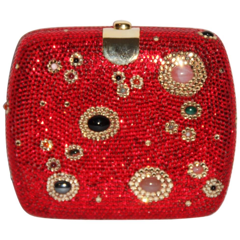 JUDITH LEIBER Red Crystal Minaudiere  