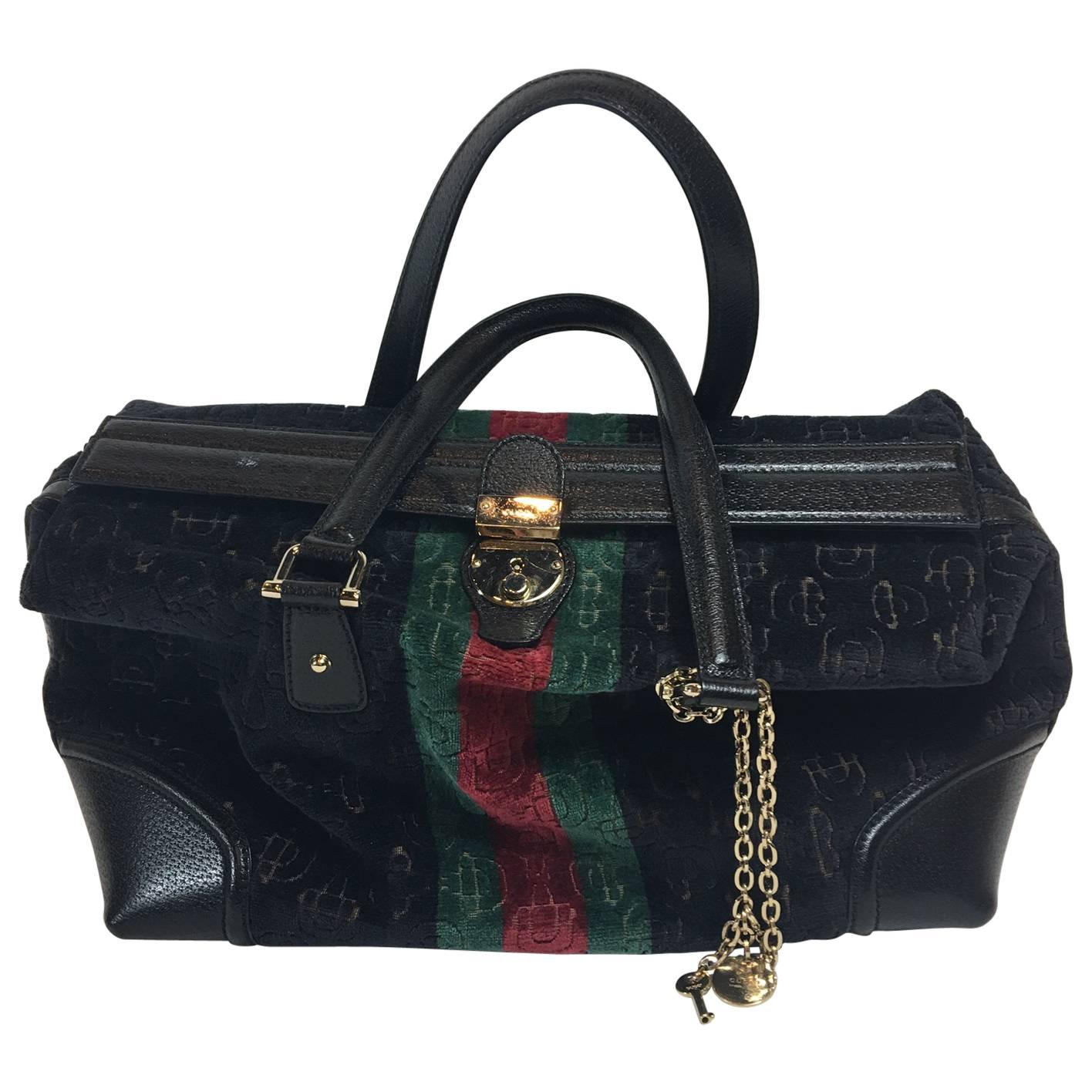 Gucci Black Velvet Treasure Boston Bag For Sale