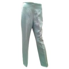 Courreges White Blue Wool with Patent Leather Trim Pants 8