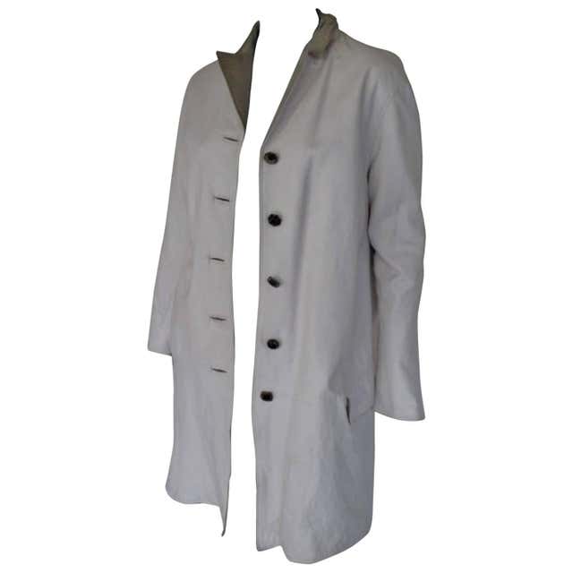 Gianni Versace White Leather Coat For Sale at 1stDibs