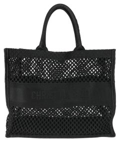 Christian Dior Black Mesh Embroidered Canvas Large Book Tote