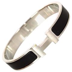 Hermes Men's Black Clic HH Bracelet