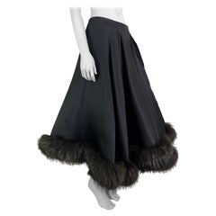 Yohji Yamamoto Fall 2000 Padded Silk Skirt With Fur Trim