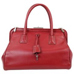 Prada Madras Doctor Bag in Red Leather