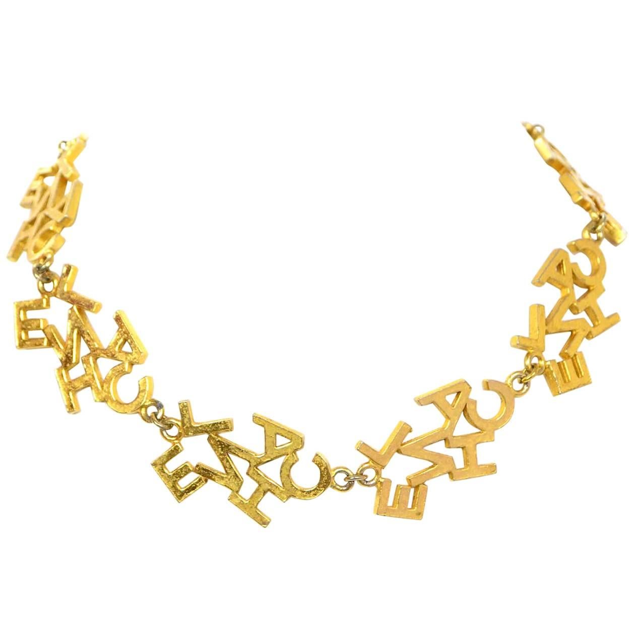 Chanel Vintage Goldtone Logo Letter Choker Necklace