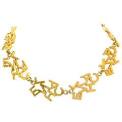 Chanel Vintage Goldtone Logo Letter Choker Necklace 12