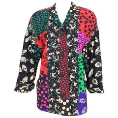 Koons Van Den Akker Couture mix print patch jacket 1980s size L 1