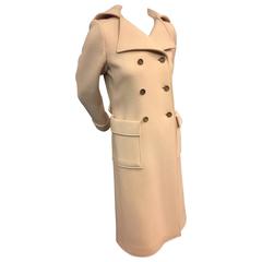 1970s Courrèges Ecru Trench-Style Double-Breasted Coat