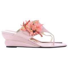Vintage Unworn ALBANESE Sandals in Pink with Coral Branches Cluster