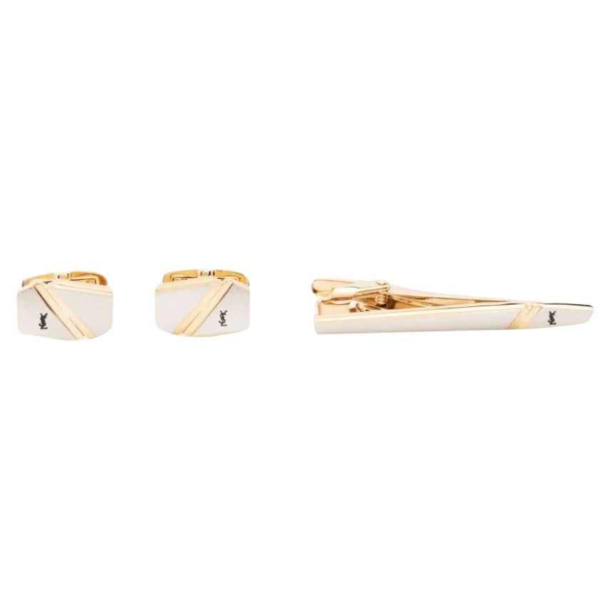 Yves Saint Laurent YSL Cassandre-logo Tie Clip And Cufflinks Set