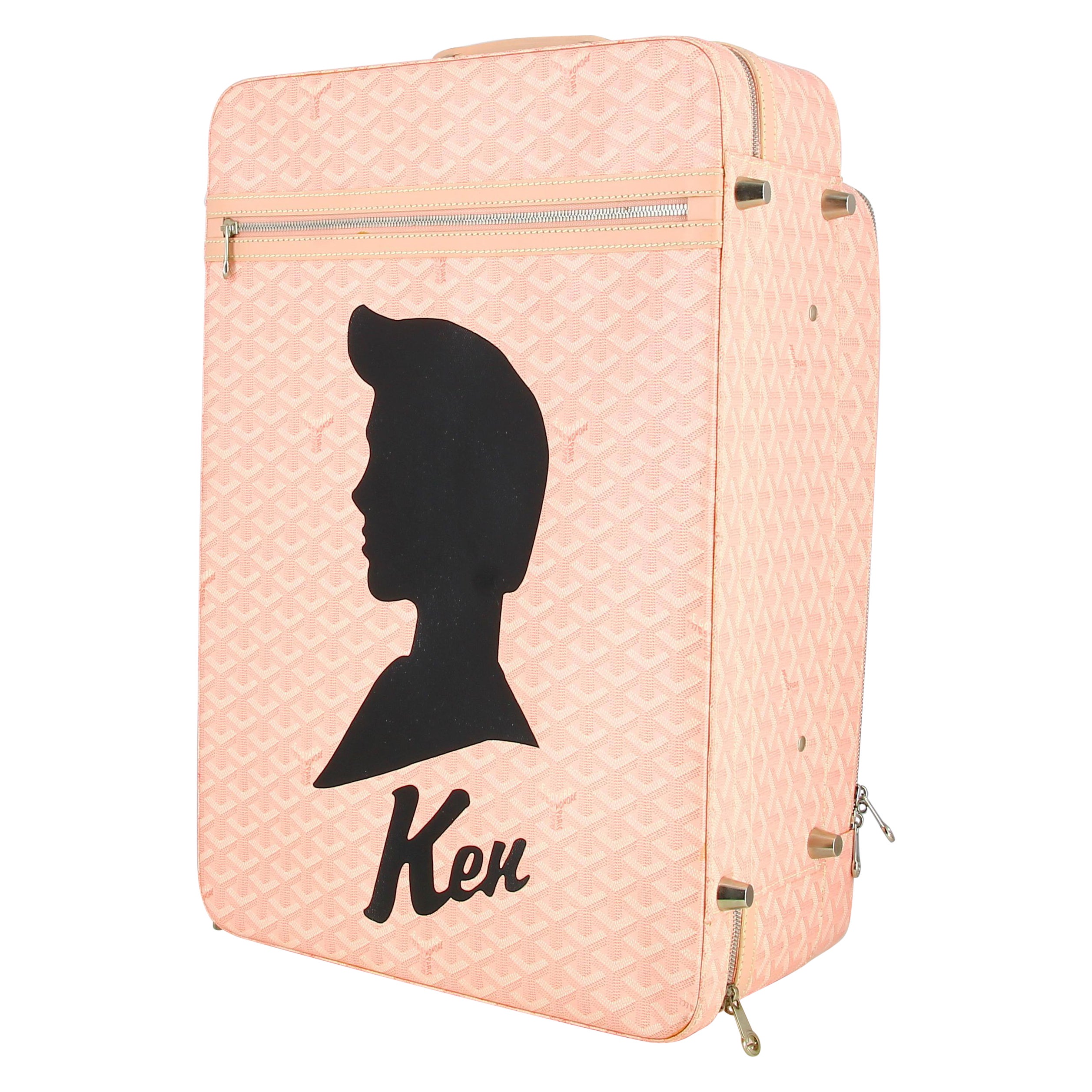 Goyard Monogram Pink Suitcase with Ken profile For Sale