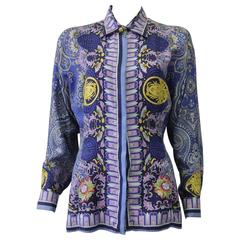 Unique Gianni Versace Couture Silk Printed Shirt Fall/Winter 1994