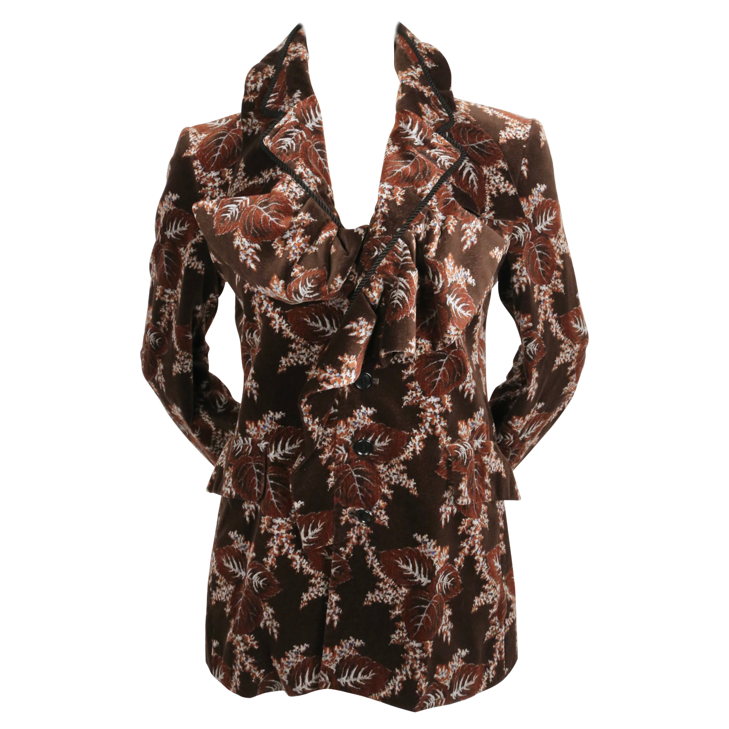 2001 COMME DES GARCONS floral velvet jacket with ruffled collar For Sale
