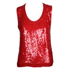 Used 1970's YVES SAINT LAURENT red sequined top