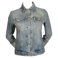 Retro 1990's HELMUT LANG distressed denim jacket with extra long turn up cuffs