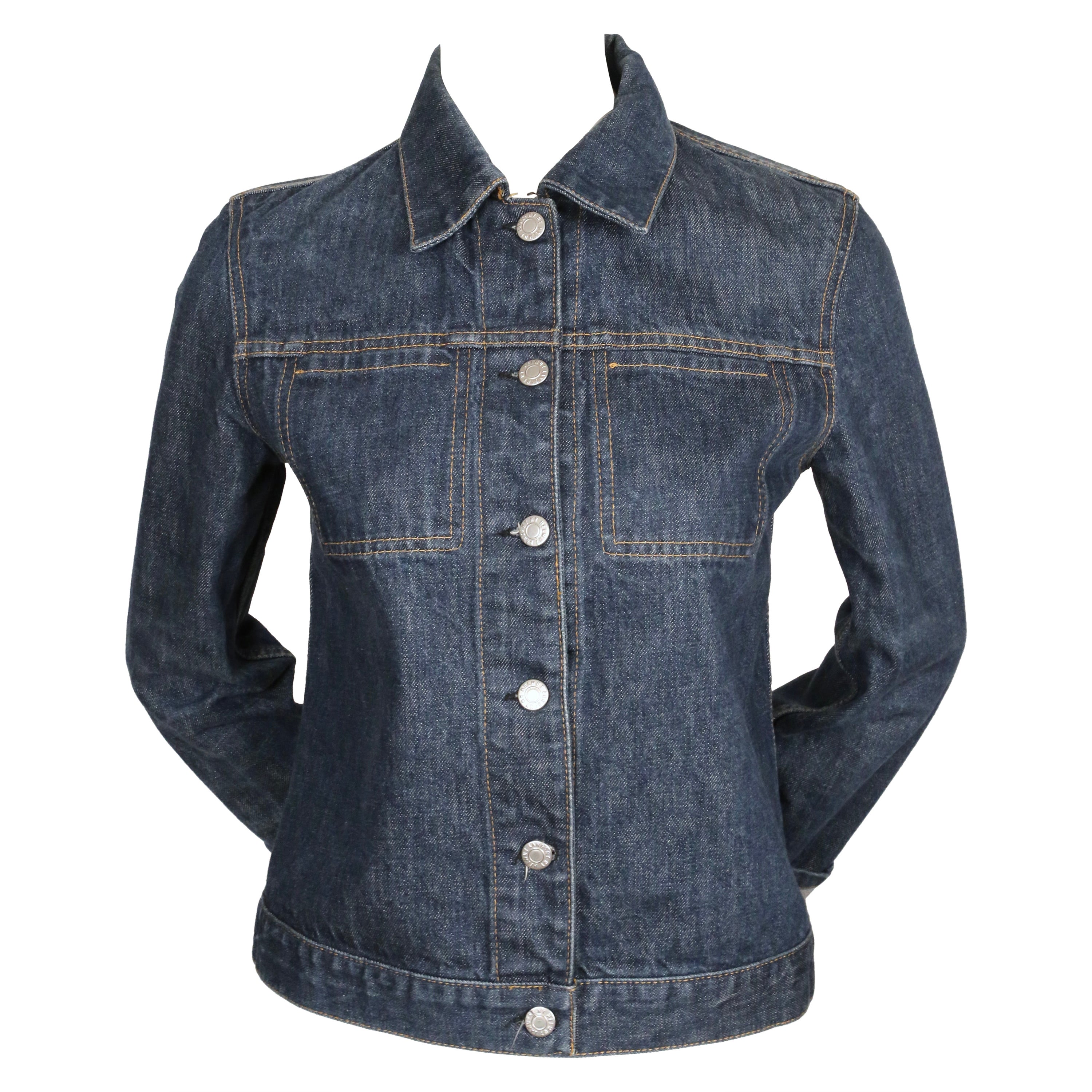 1990's HELMUT LANG classic slim denim jacket with long turn up cuffs