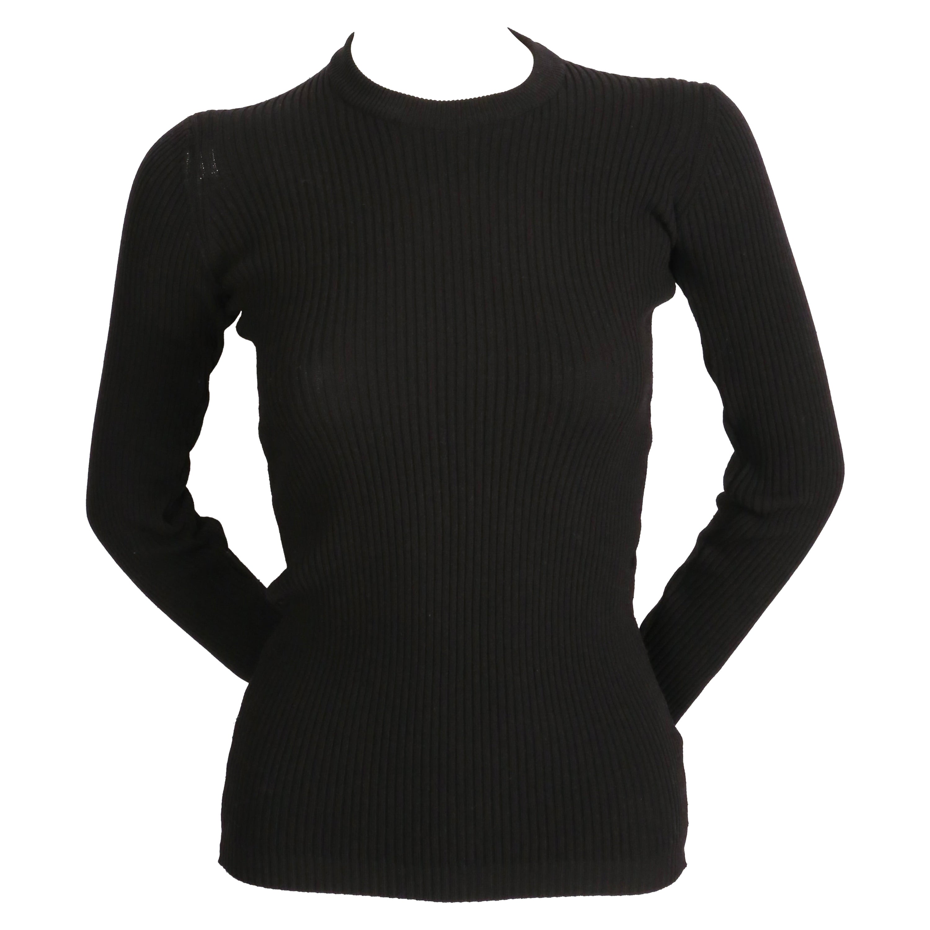 1990's COMME DES GARCONS slim black ribbed sweater For Sale