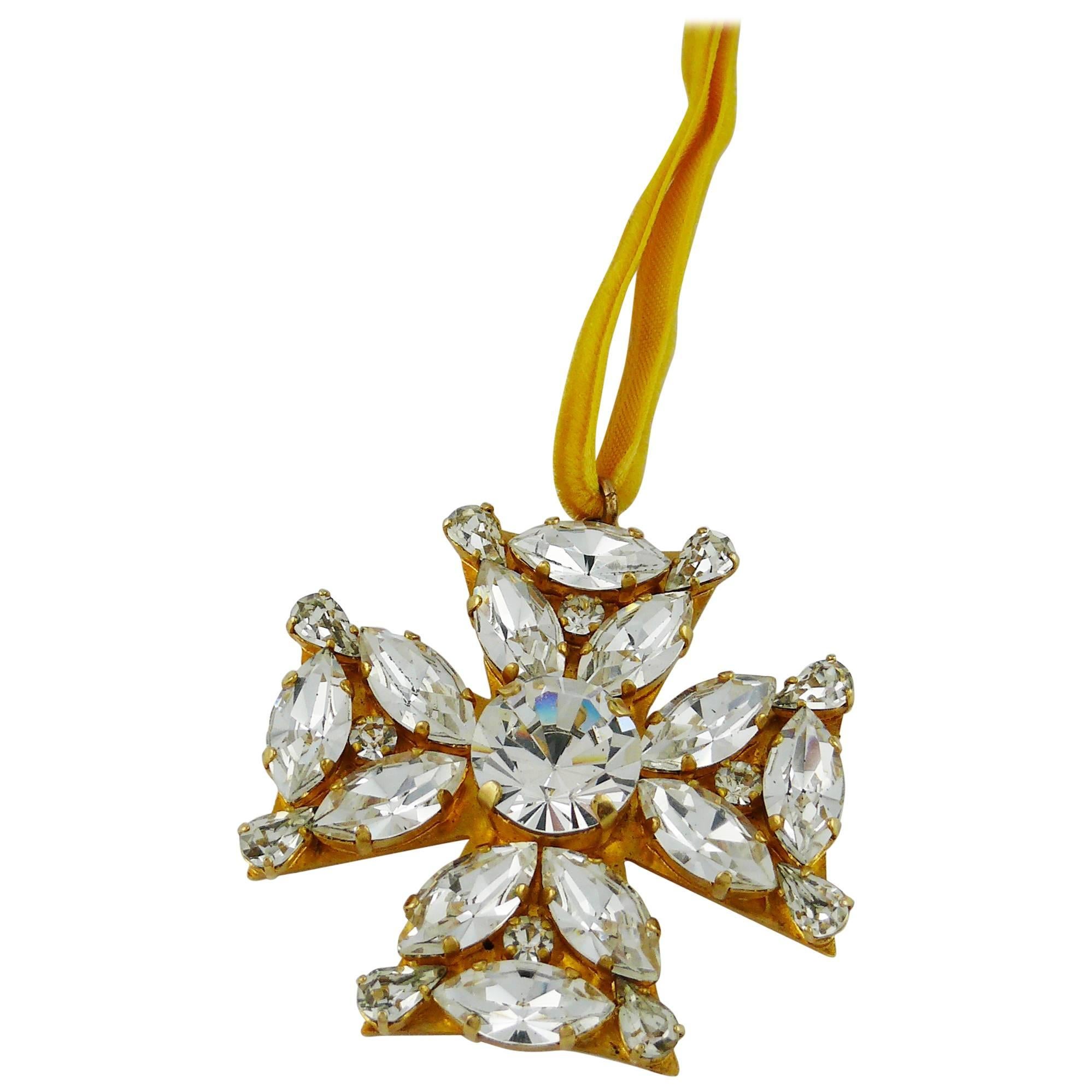 Vintage Bejeweled Maltese Cross Pendant