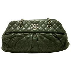 Authentic CHANEL 2011 Calfskin Antique Silver Chain Shoulder Bag Black Zip f09 6