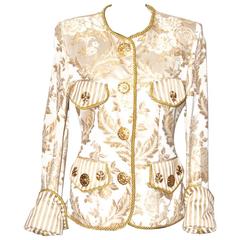 Moschino Couture Brocarde Jacket Gold-Tone Rope Trim and Buttons Sz 10 US