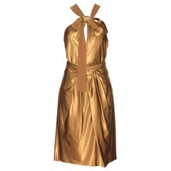 SONIA RYKIEL Bronze-tone Top and Knee-Length Skirt Evening Ensemble 