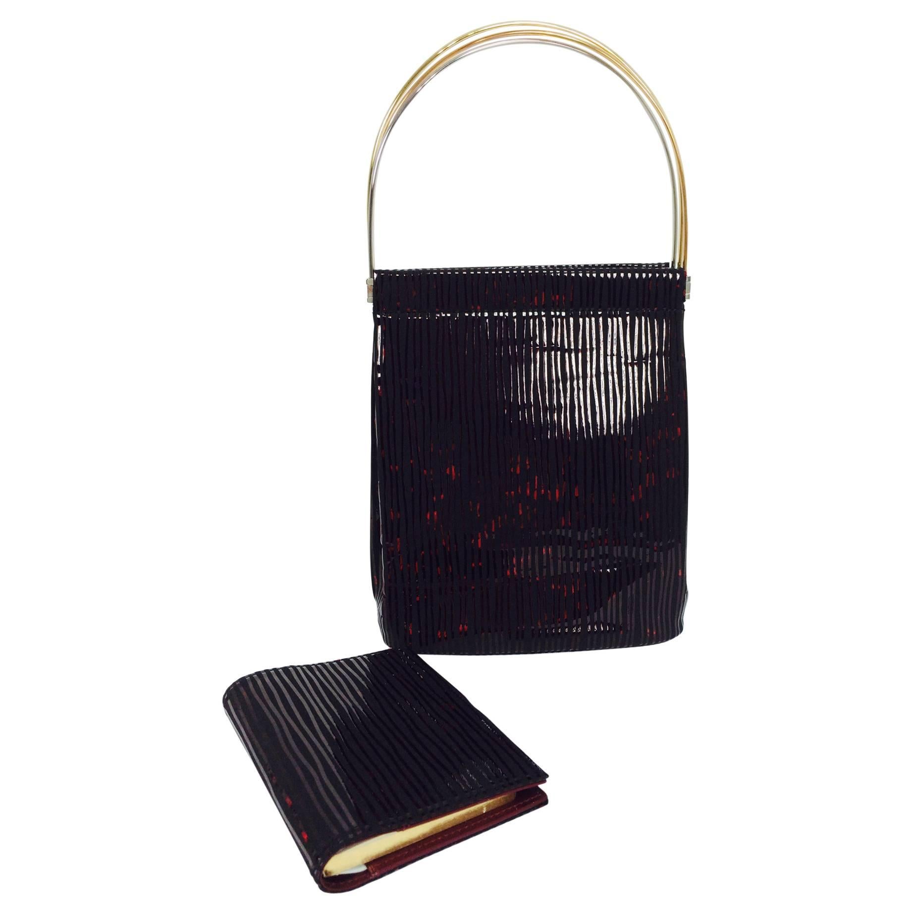 Cartier Trinity Burgundy stripe suede handbag & matching agenda