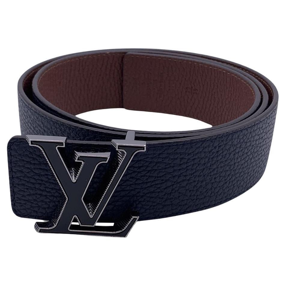 Louis Vuitton Reversible Blue Brown LV Tilt Buckle Belt Size 110/44
