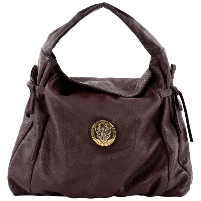Gucci Hysteria Fold Over Hobo Guccissima Leather Medium