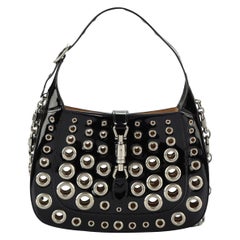 Retro Gucci Ha Ha Ha Jackie 1961 Eyelet Embellished Patent Leather Shoulder Bag