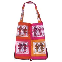 Hermes Silkypop Tote Shopper Handbag Mini Brides de Gala Pink Orange Silk 10