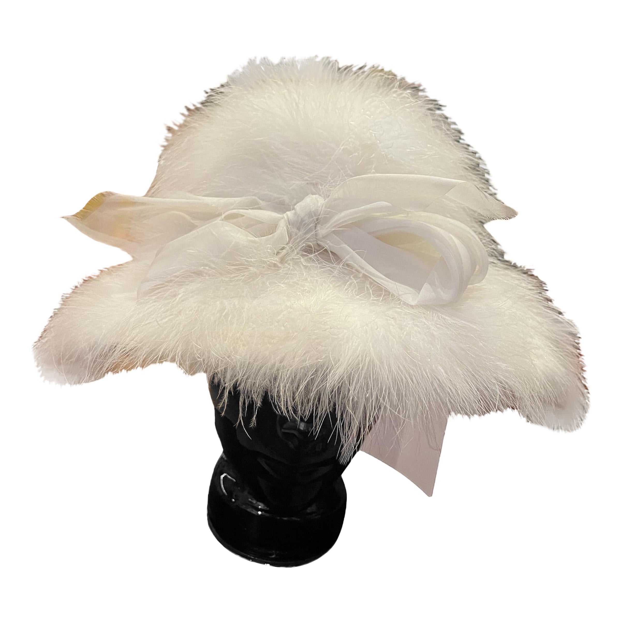 1960s White Ostrich Feather Fabulous Hat 