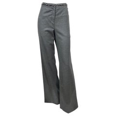 Chanel Pantalon large en laine grise, taille 42