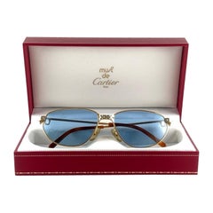 Cartier Panthere Windsor 55mm Katzenauge-Sonnenbrille 18K schwer versilbert Frankreich
