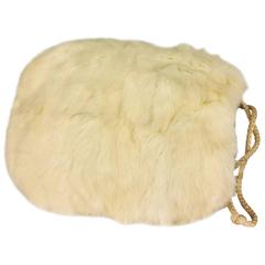 Vintage Ermine fur and down insulated muff hand warmer 1930s