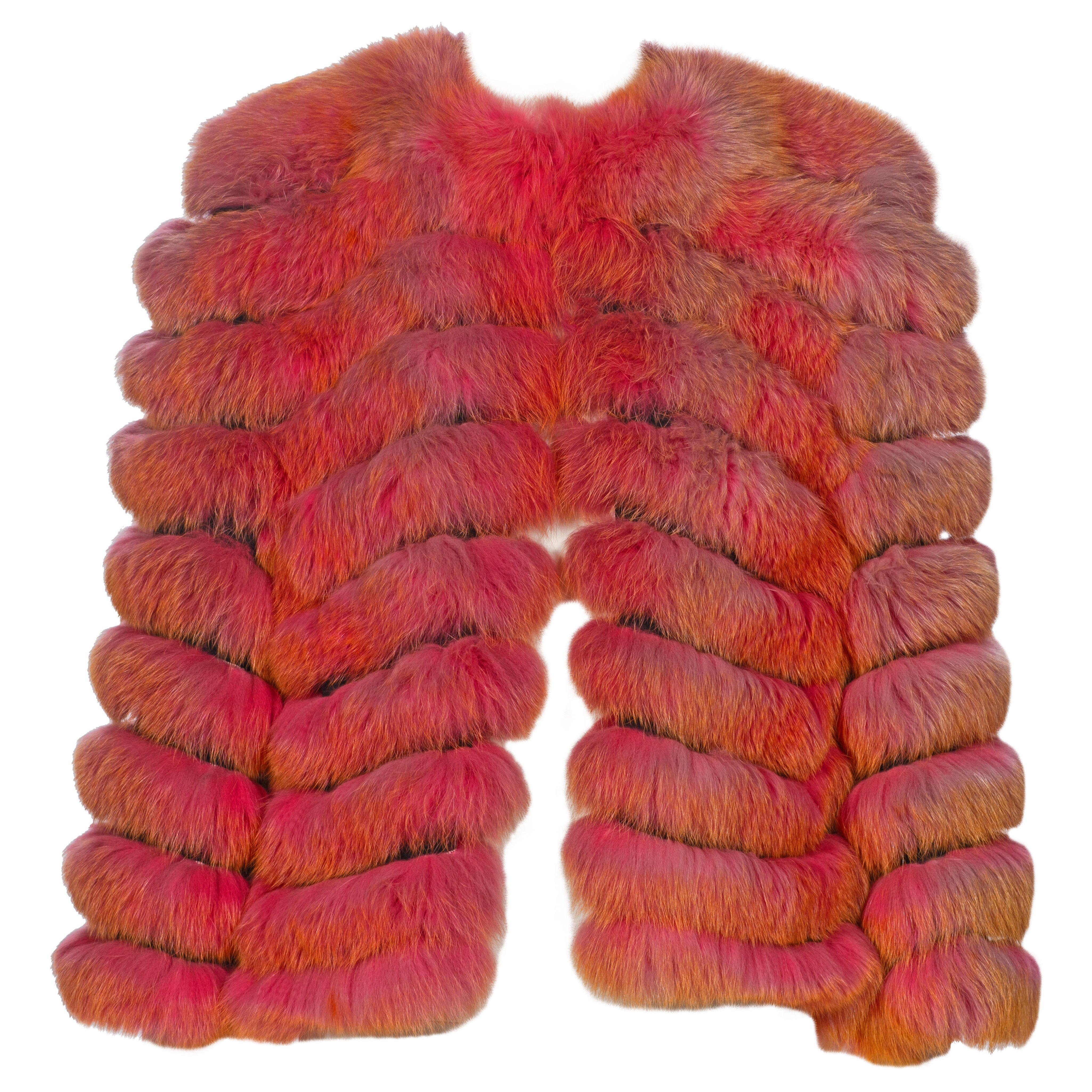 Dolce & Gabbana Fox Fur Jacket With Pink-to-Orange Gradient Coloration, fw 1999