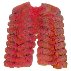 Vintage Dolce & Gabbana Fox Fur Jacket With Pink-to-Orange Gradient Coloration, fw 1999