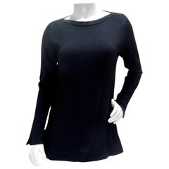Vintage Chanel 1980s Black Knit Long Sleeve Top