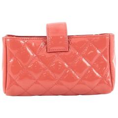 Chanel Phone Holder Clutch Quilted Patent Mini