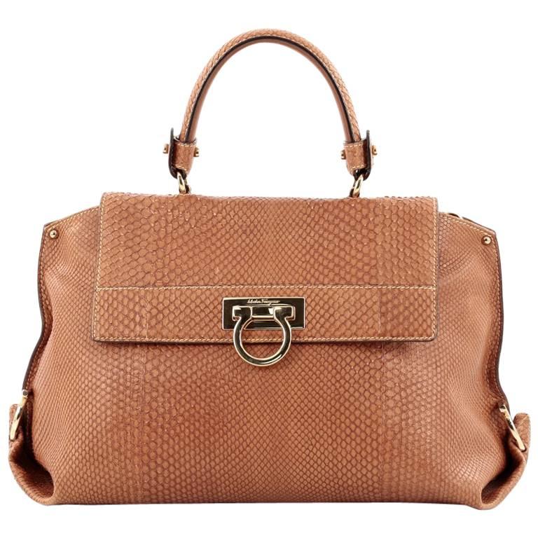 Salvatore Ferragamo Sofia Satchel Python Medium