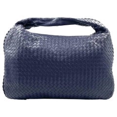 Bottega Veneta Intrecciato Hobo Tasche Medium Marineblau Lammfell Leder Medium
