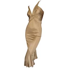  Versace Gold Jersey Cocktail Dress