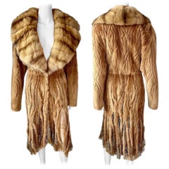 Used Atelier Gianni Versace c.1996 Fur Cutout Sheer Lace Mesh Panels Jacket Coat