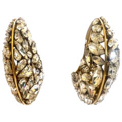 Boucles d'oreilles demi-lune vintage en diamants d'Iradj Moini pour Oscar de La Renta