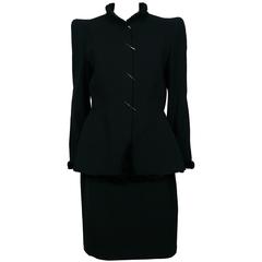 Thierry Mugler Vintage Black Wool Skirt Suit
