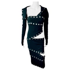 Dolce & Gabbana F/W 2003 Runway Cutout Snap-Up Convertible Knit Black Dress