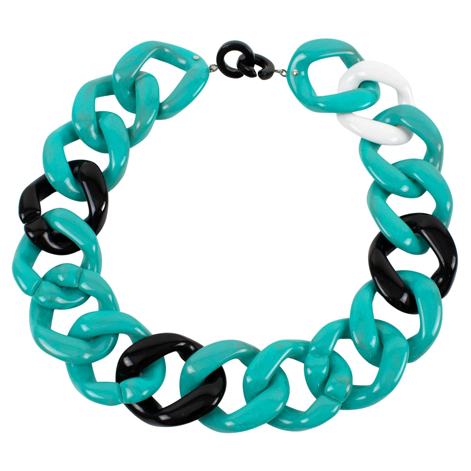 Angela Caputi Italy Choker Necklace Massive Turquoise Resin Chain For Sale
